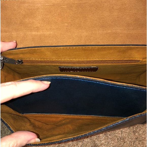 NWT-Patricia Nash-Charonne-Med Satchel with Strap-Tooled Leather-Lapis Blue-$199 - Picture 11 of 12